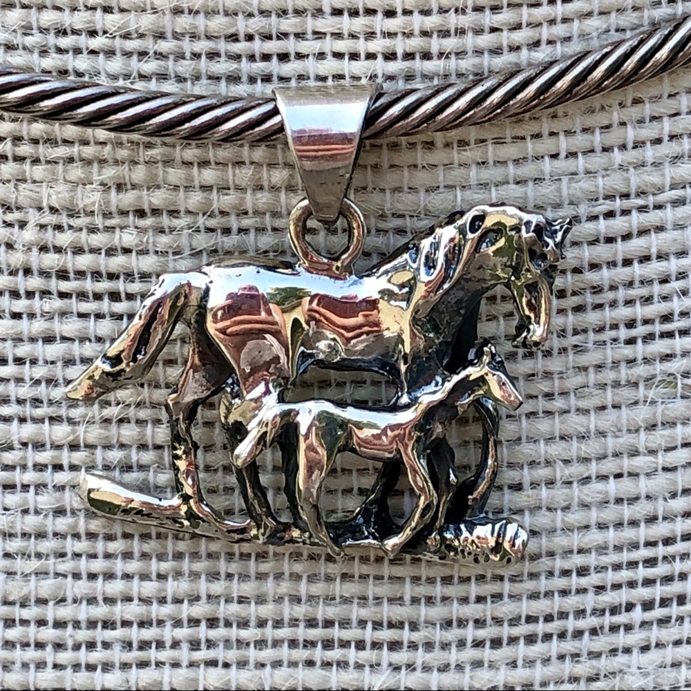 Sterling Horses Mare & Foal Pendant